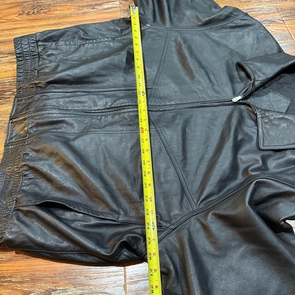Men's Size XL Black Genuine Leather Bomber Motorcycle Jacket Coat Roundtree - Picture 7 of 10